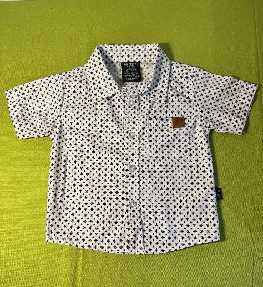 American Hawk Toddler Boy Button-Down Shirt Geometric Pattern Size 12M